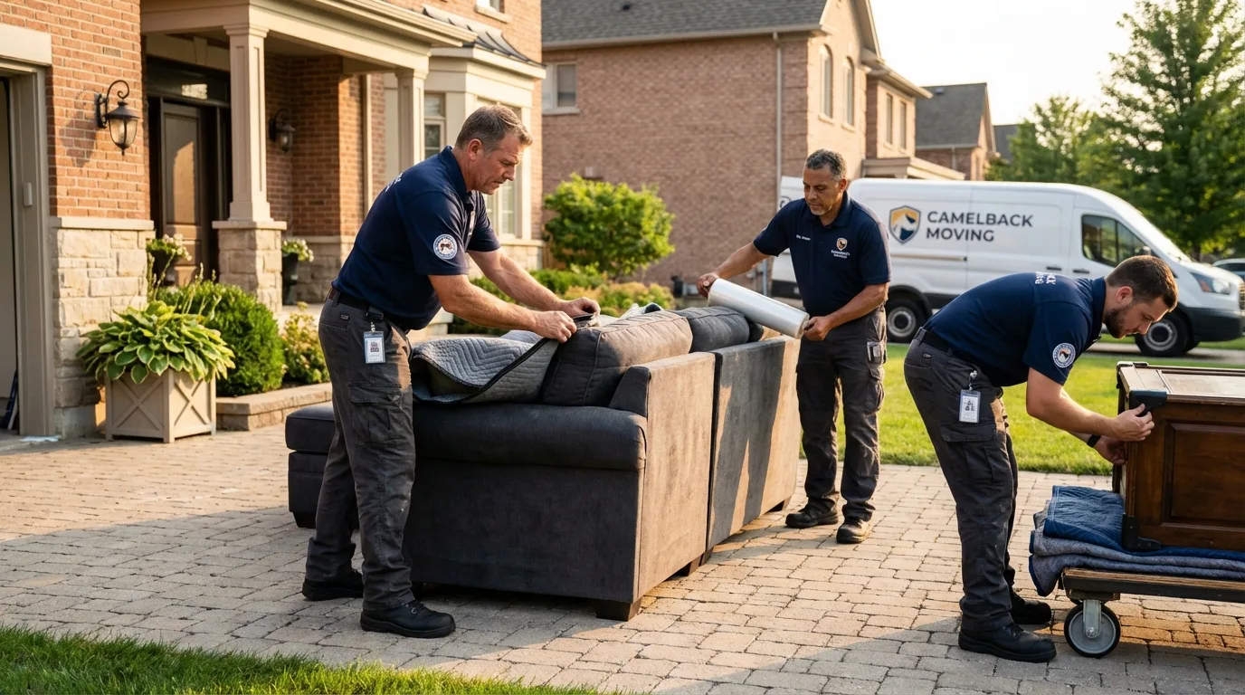 Large estate moving crew wrapping furniture in Ama, LA